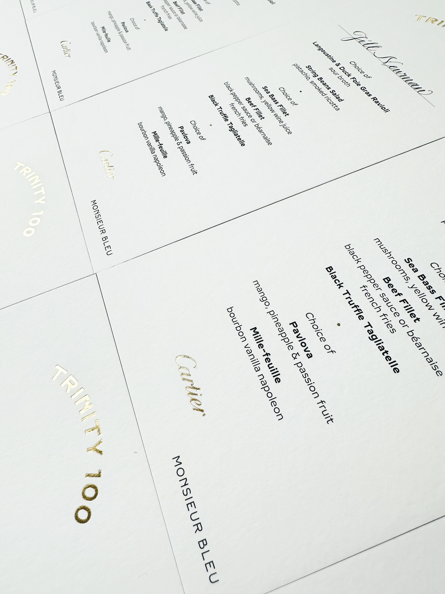 Calligraphy on Menus for Cartier, Paris