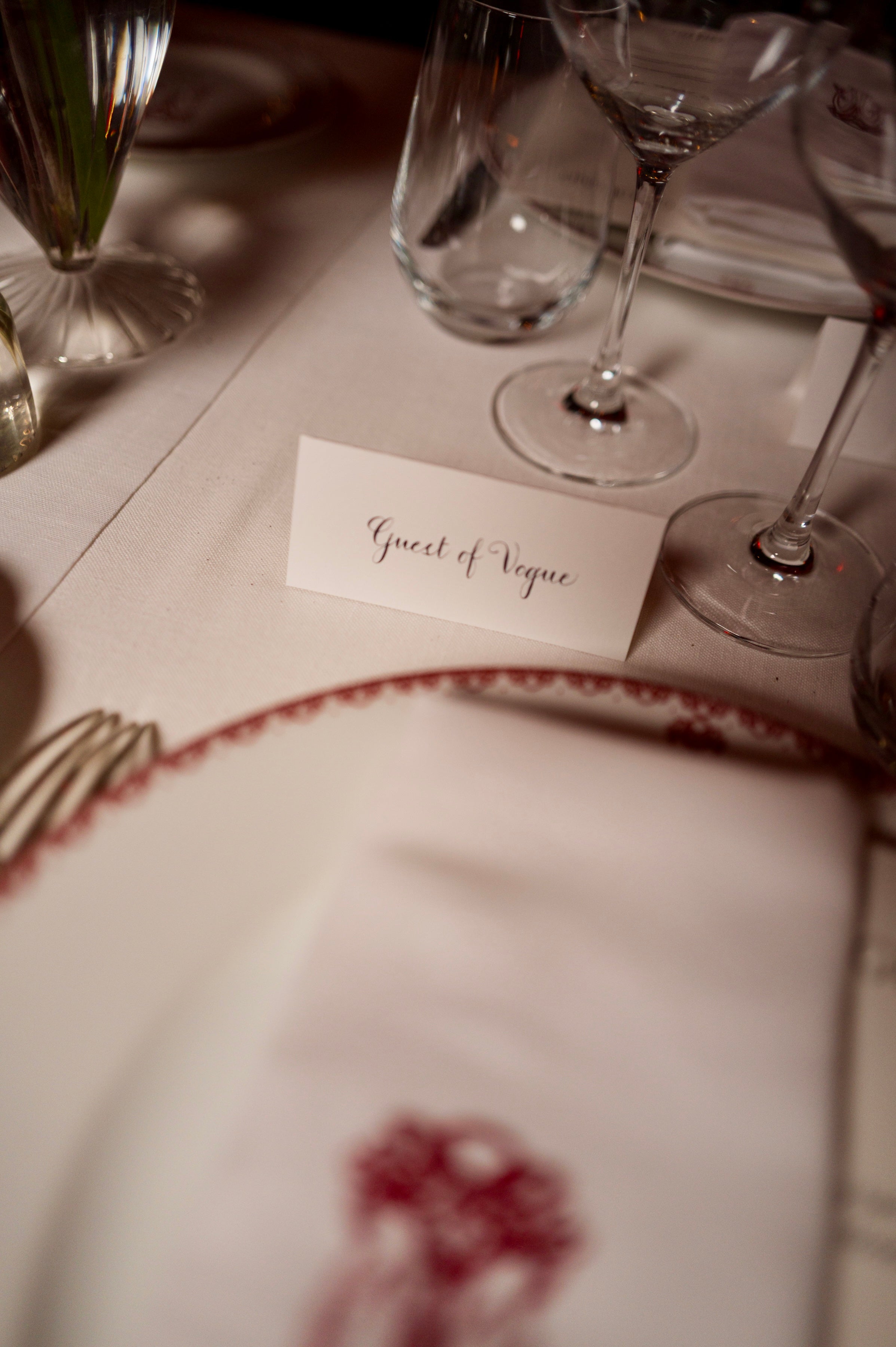 Place card for Vogue dinner x Standing Ground, Paris Haute Couture Week